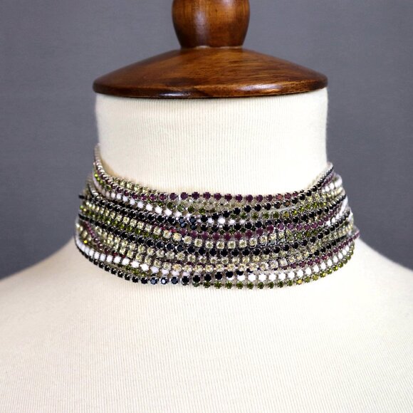 Daniel Swarovski Atelier Rare Signed Multi Strand Rainbow Choker Necklace - Picture 5 of 13
